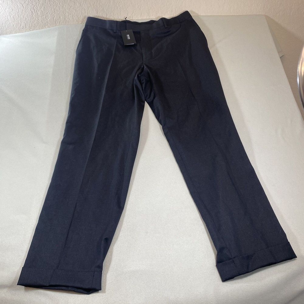 NWT HUGO BOSS Dress Pants BROWN JAMES BROWN TAILORED TROUSERS 38R 50123881 Black